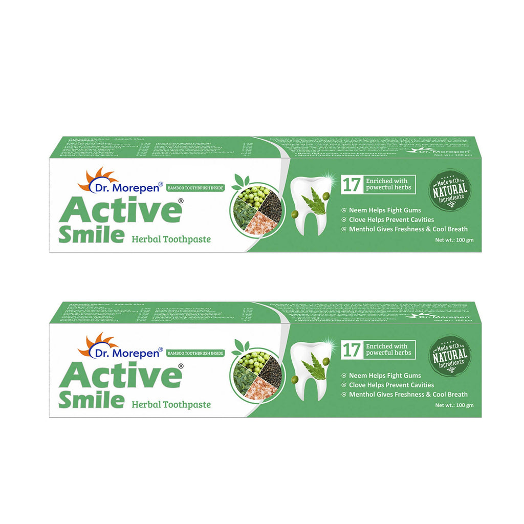 Dr. Morepen Active Smile Herbal Toothpaste with Neem, Clove & Menthol | Grocsy
