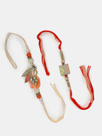 NVR Men Set of 2 Multicolor Stone-Studded Rakhi With Roli Chawal | Grocsy