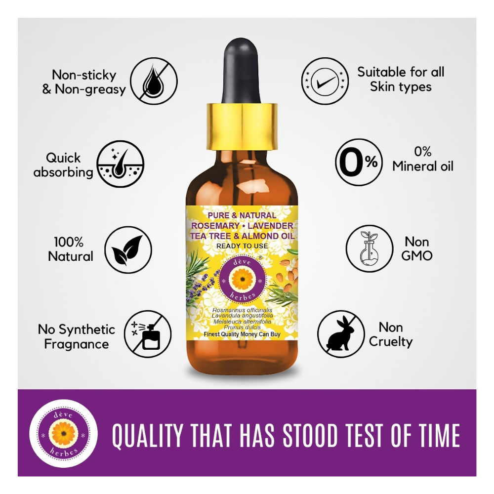 Deve Herbes Pure And Natural Rosemary Lavender Tea Tree & Almond Oil | Grocsy