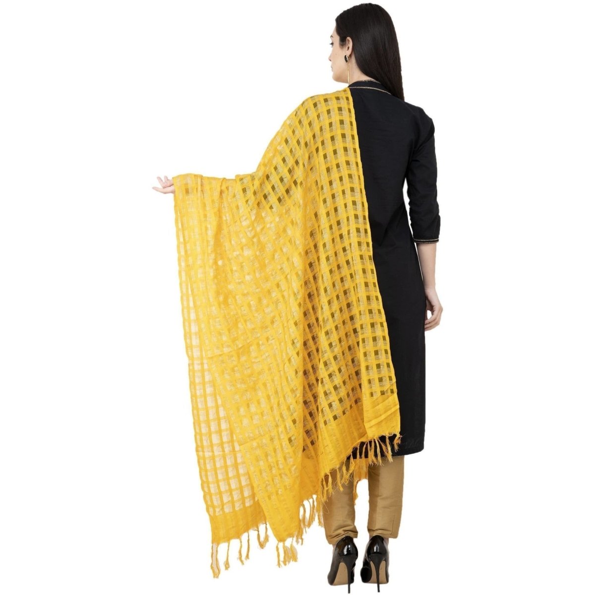 A R Silk Golden Box Regular Dupatta Yellow Color Dupatta or Chunni | Grocsy