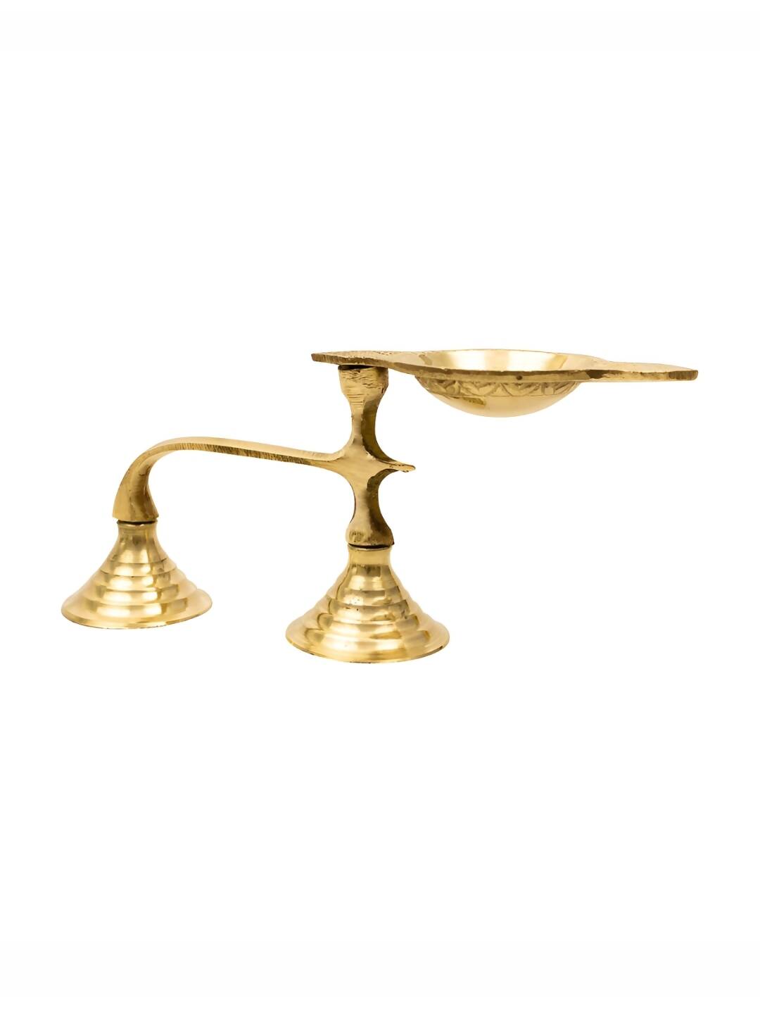 Spillbox Gold-Toned Brass Face Diya Pooja Essential | Grocsy
