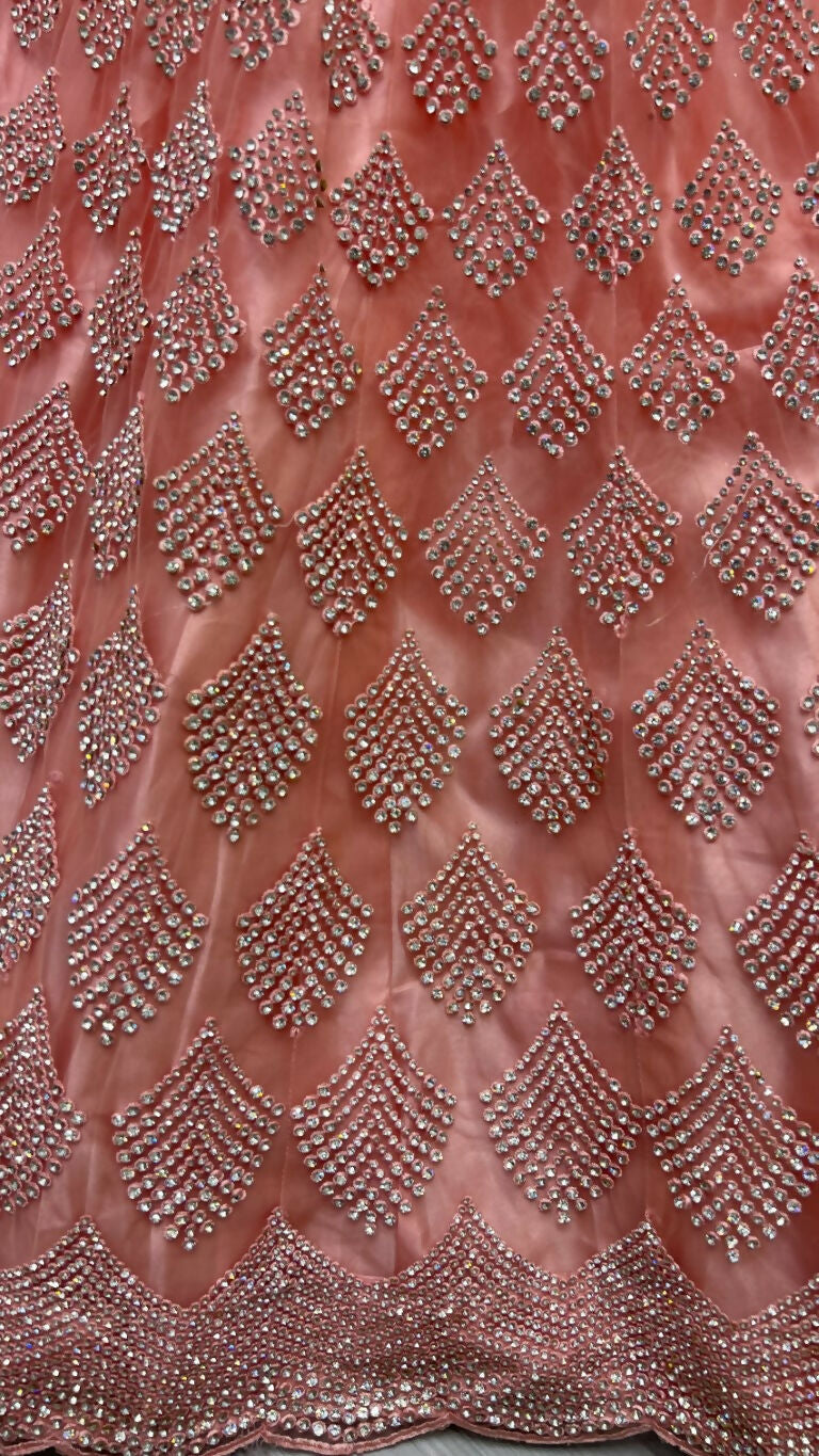 Jyoti Fashion Women's Pink Bridal Net Fancy Dori & Multi Thread Embroidered with Zircon Diamond Work Wedding Lehenga Choli | Grocsy