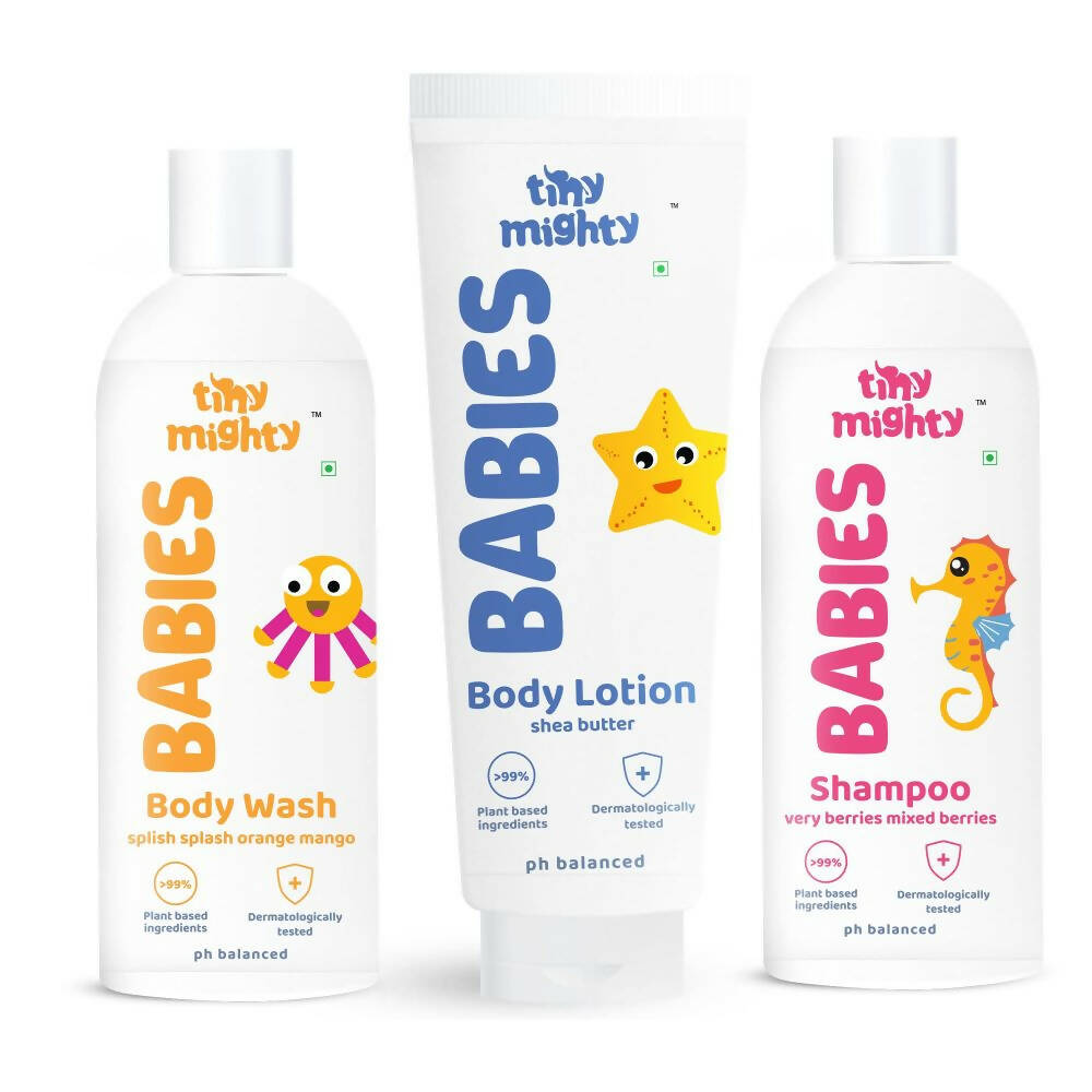 Tiny Mighty Baby Body Wash, Lotion & Shampoo Combo For Sensitive Skin of Kids | Grocsy