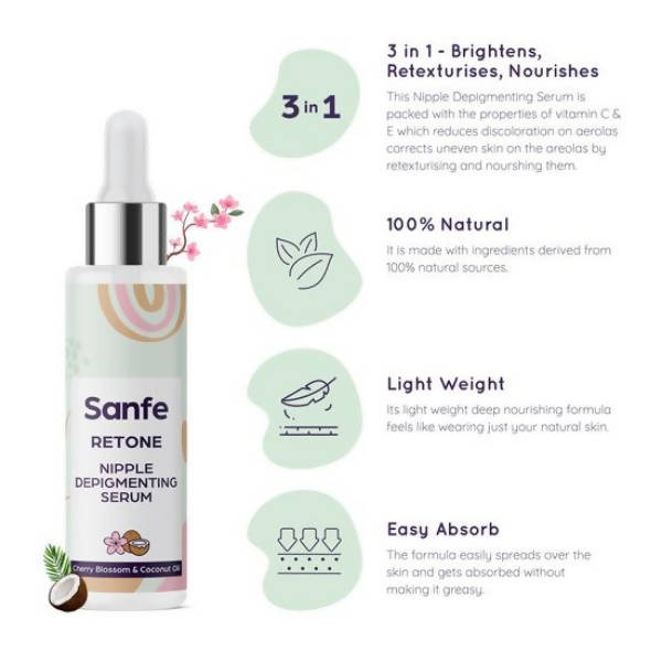 Sanfe Refirm Breast Toning Oil + Retone Nipple Depigmenting Serum Combo | Grocsy