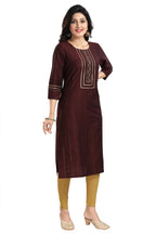Snehal Creations Beautiful Brown Cotton Silk Designer Long Kurti Tunic With Sequines Embroidery | Grocsy