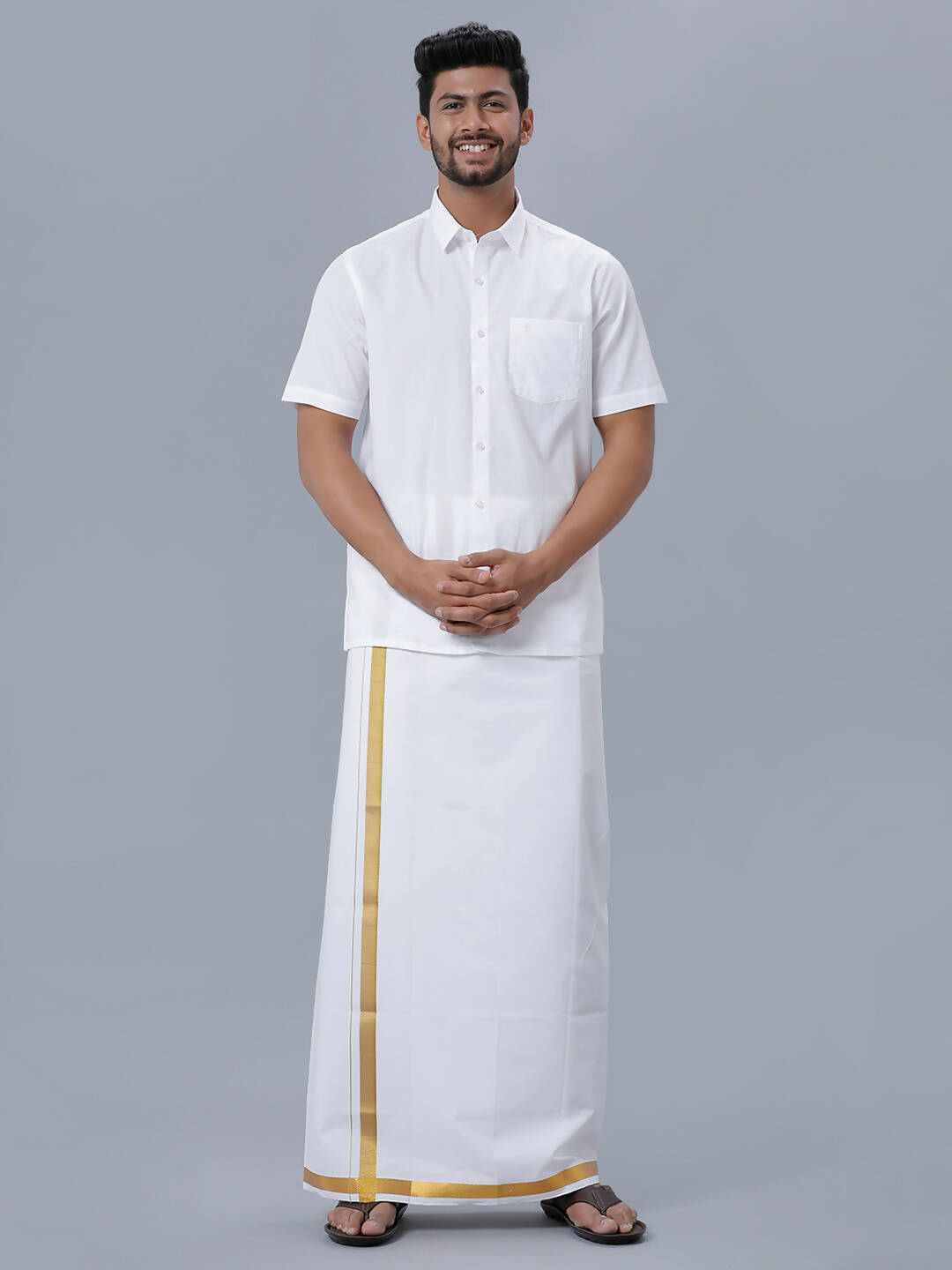 Ramraj Cotton Mens Half Sleeve Formal Poly Cotton White Shirt | Grocsy