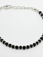NVR Women Silver-Toned Black Brass Rhodium-Plated Link Bracelet