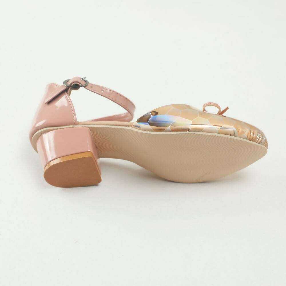 Tiny Bugs Girls Party Wear Ballerinas Heels - Peach | Grocsy