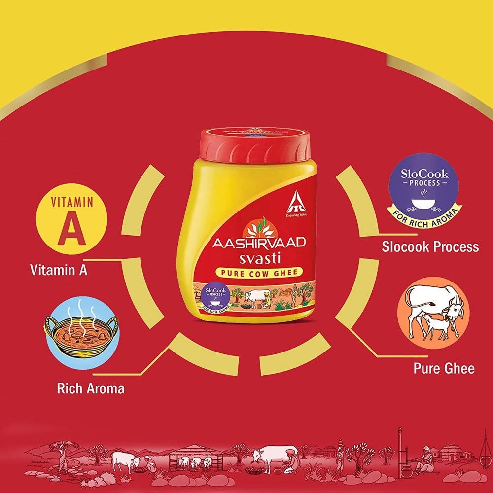 Aashirvaad Svasti Pure Cow Ghee | Premium Desi Ghee with Rich Aroma | Grocsy