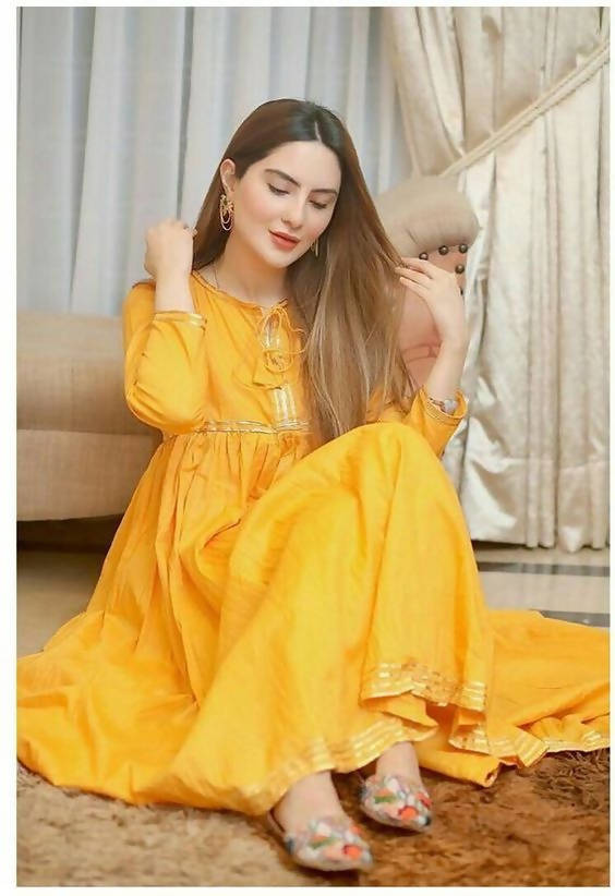 Cheera Yellow Kurta & Pant with Gota Work (CH128KP) | Grocsy