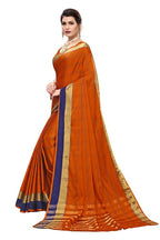 Vamika Orange Cotton Silk Weaving Saree (Rimi Checks Orange) | Grocsy