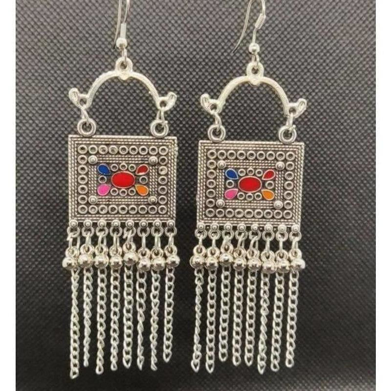 MS Fashion India Party Wear Square Earrings Hanging Chains | Grocsy