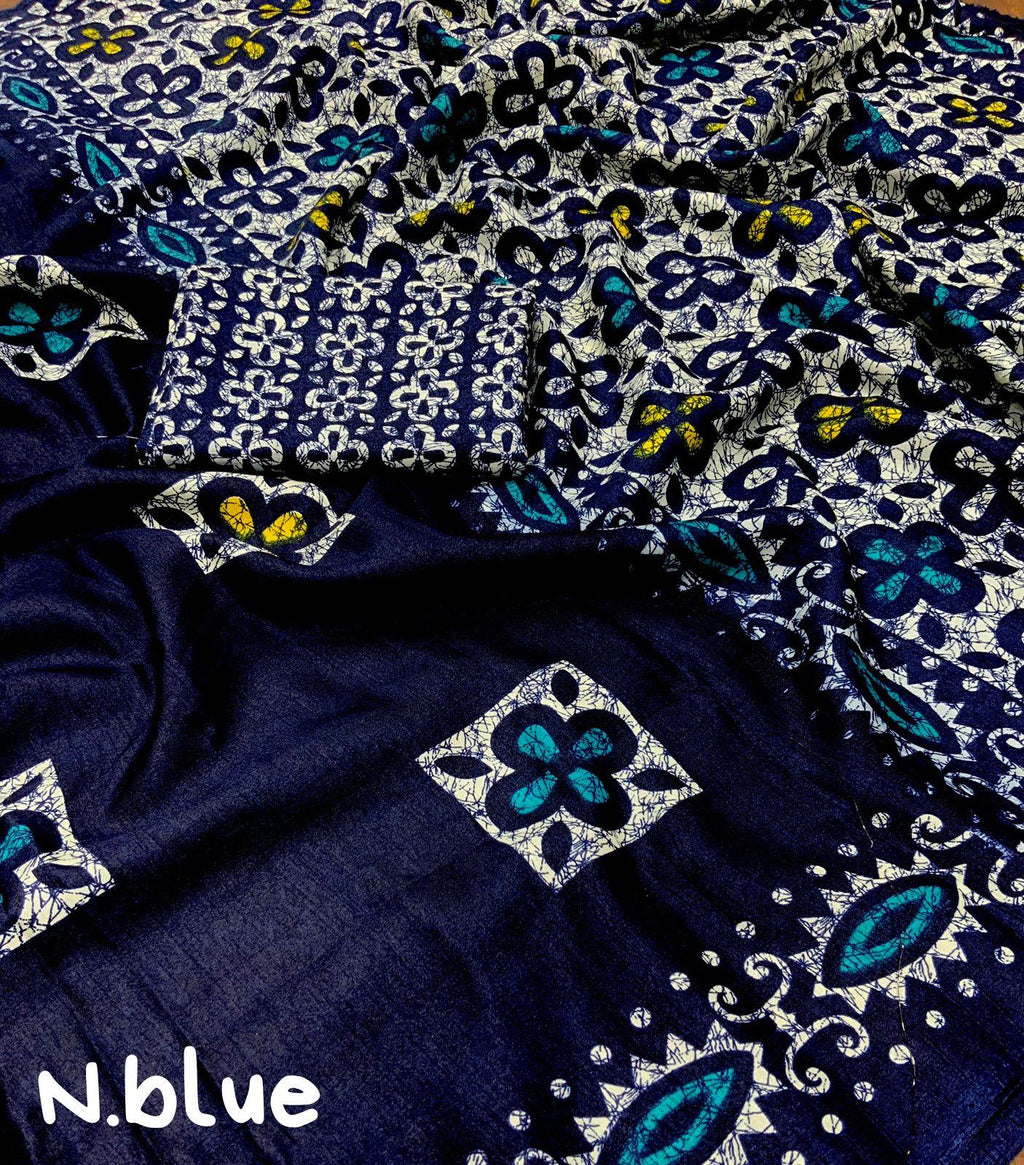 Blue Silk Blend Ethnic Motifs Saree with Unstitched Blouse - A2M | Grocsy