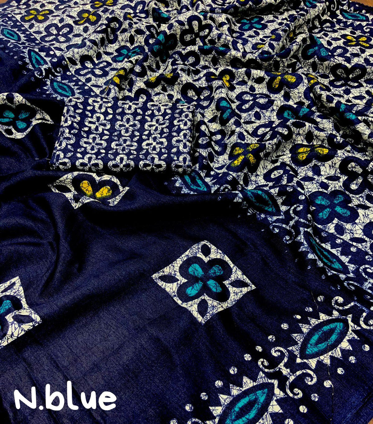 Blue Silk Blend Ethnic Motifs Saree with Unstitched Blouse - A2M | Grocsy
