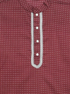 Ahalyaa Boys Maroon Pure Cotton Digital Print Kids Kurta Churidar Set | Grocsy