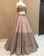 Jyoti Fashion Dusty Rose Pink Dori with Zari Thread Sequence Embroidery Cotton Silk Lehenga Choli with Dupatta | Grocsy