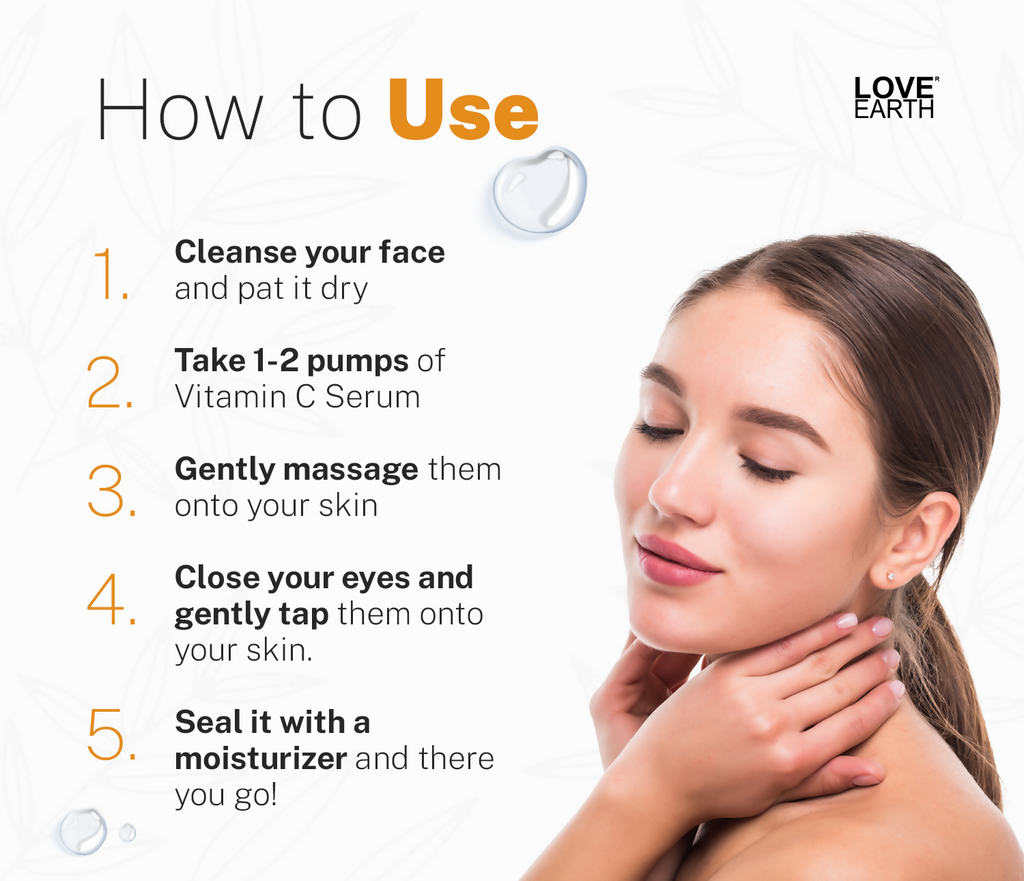 Love Earth Vitamin C 20%, E & Hydraulic Acid – Face Serum | Grocsy