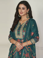Jyoti Fashion Women's Multicolor Pashmina Digital Printed Kurta with Trouser & Dupatta | Grocsy