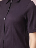 Myshka Women's Violet Solid Regular Fit Shirt | Grocsy