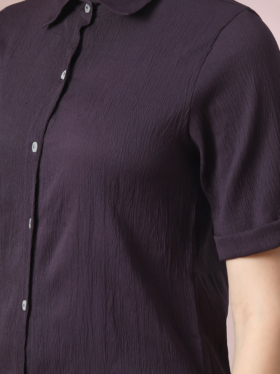 Myshka Women's Violet Solid Regular Fit Shirt | Grocsy