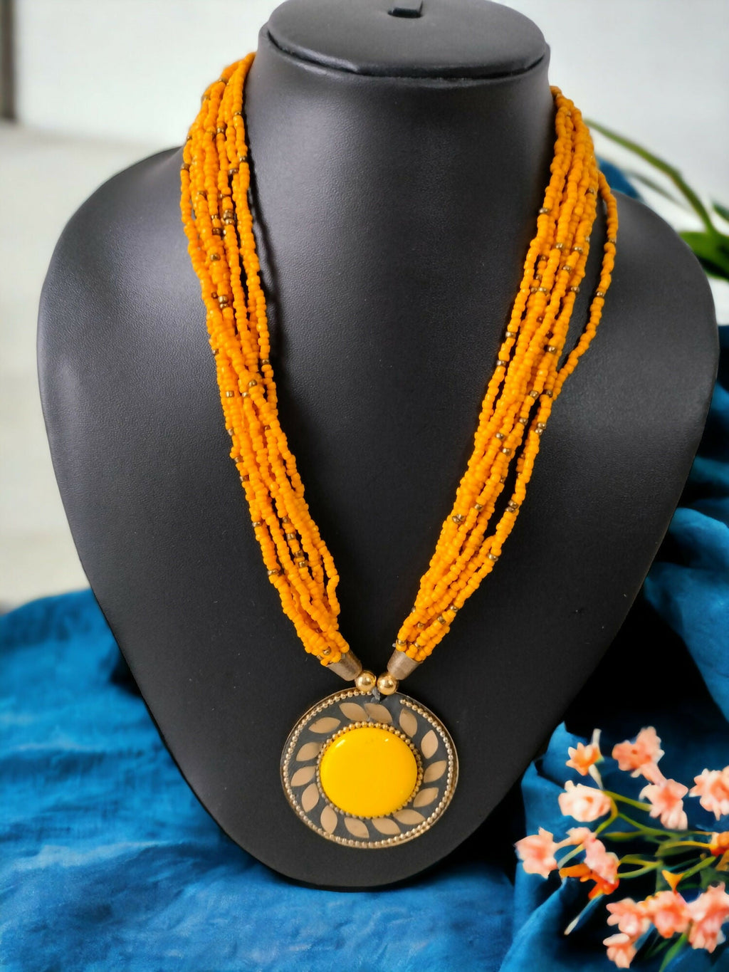 Inhanns Everyday Statement Beaded Pendant Necklace - Yellow | Grocsy