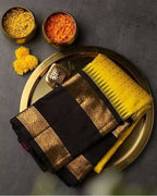 DEIANA'S Beautiful Designer Golden zari Soft Lichi Silk Saree - Yellow | Grocsy