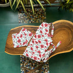 Oak & Lily 100% Cotton Kitchen Apron-Red Poppy Flower | Grocsy