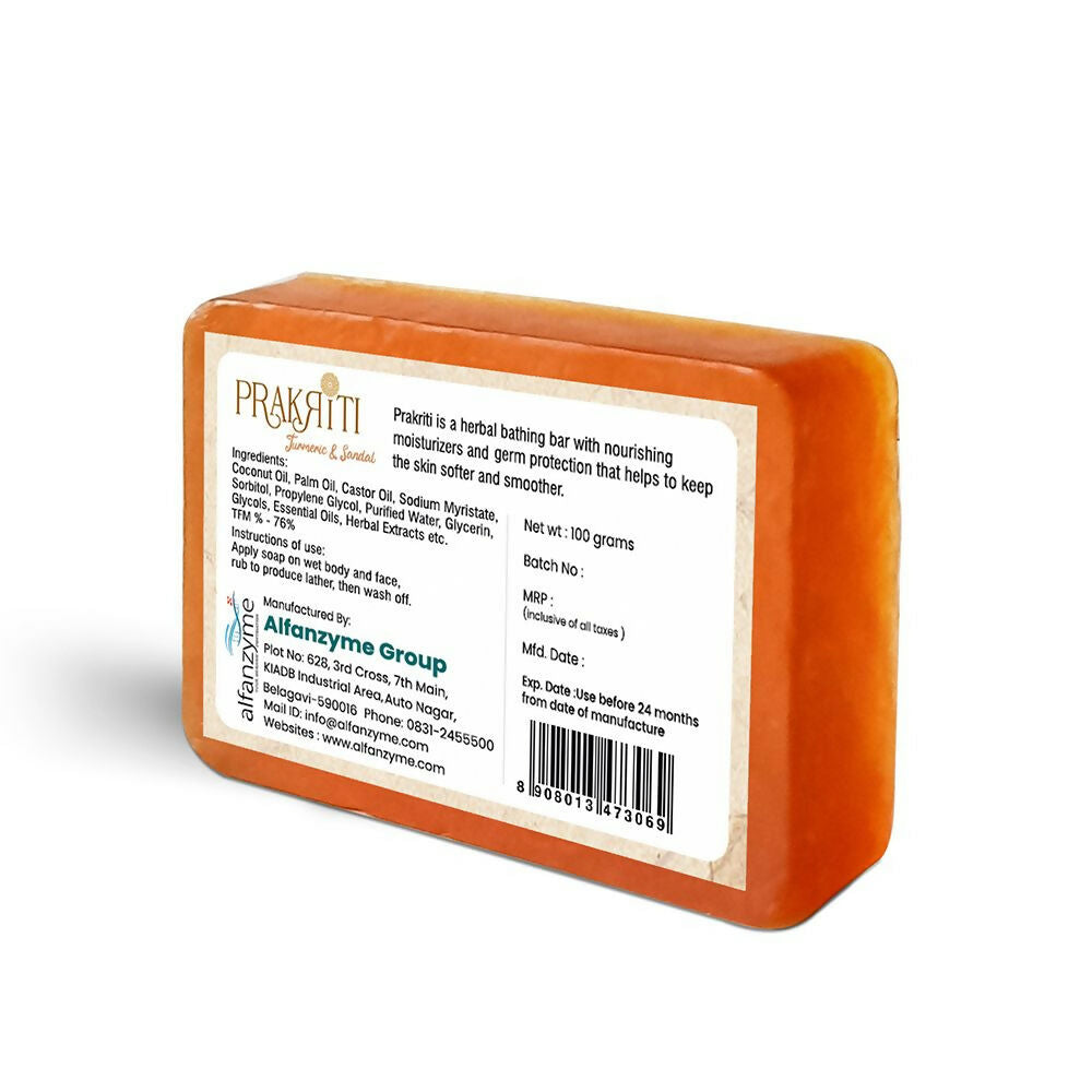 Prakriti Herbal Soap Turmeric and Sandal | Grocsy