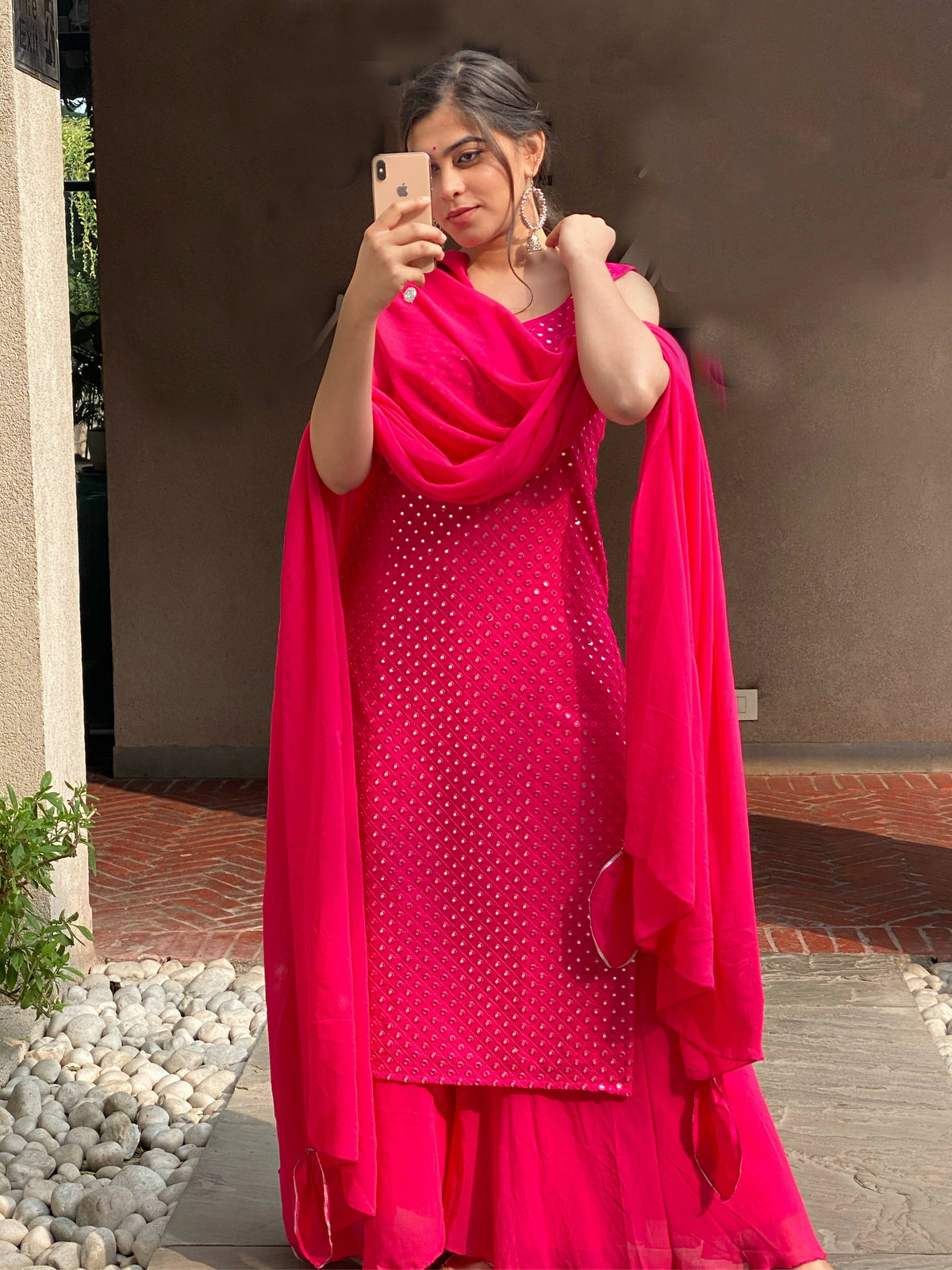 Partywear Designer Pink Georgette Palazzo Suit - Anbazaar | Grocsy