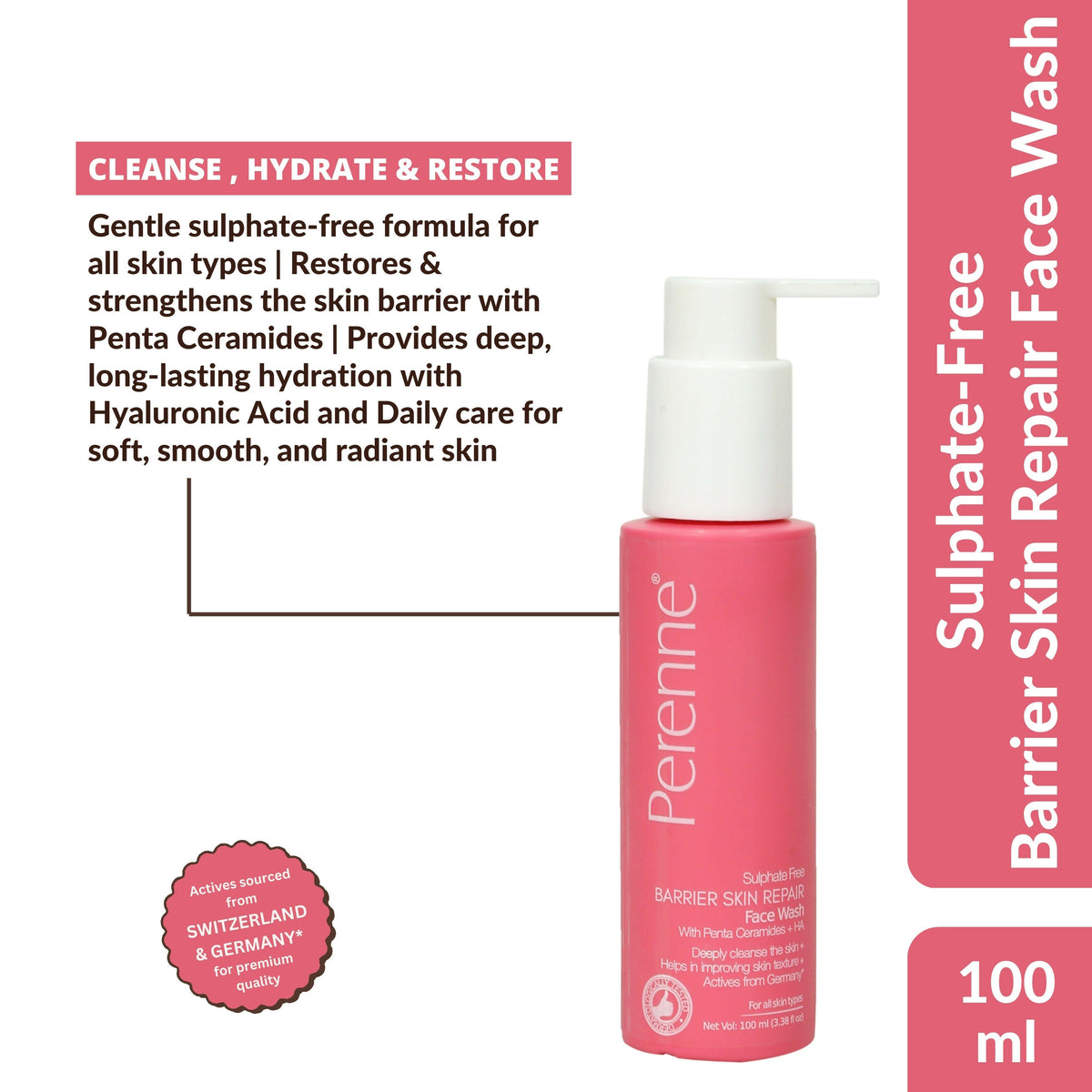 Perenne Sulphate Free Barrier Skin Repair Face Wash | Grocsy