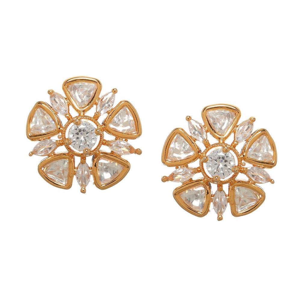 Round Kundan Studs (Gold) - Ruby Raang | Grocsy