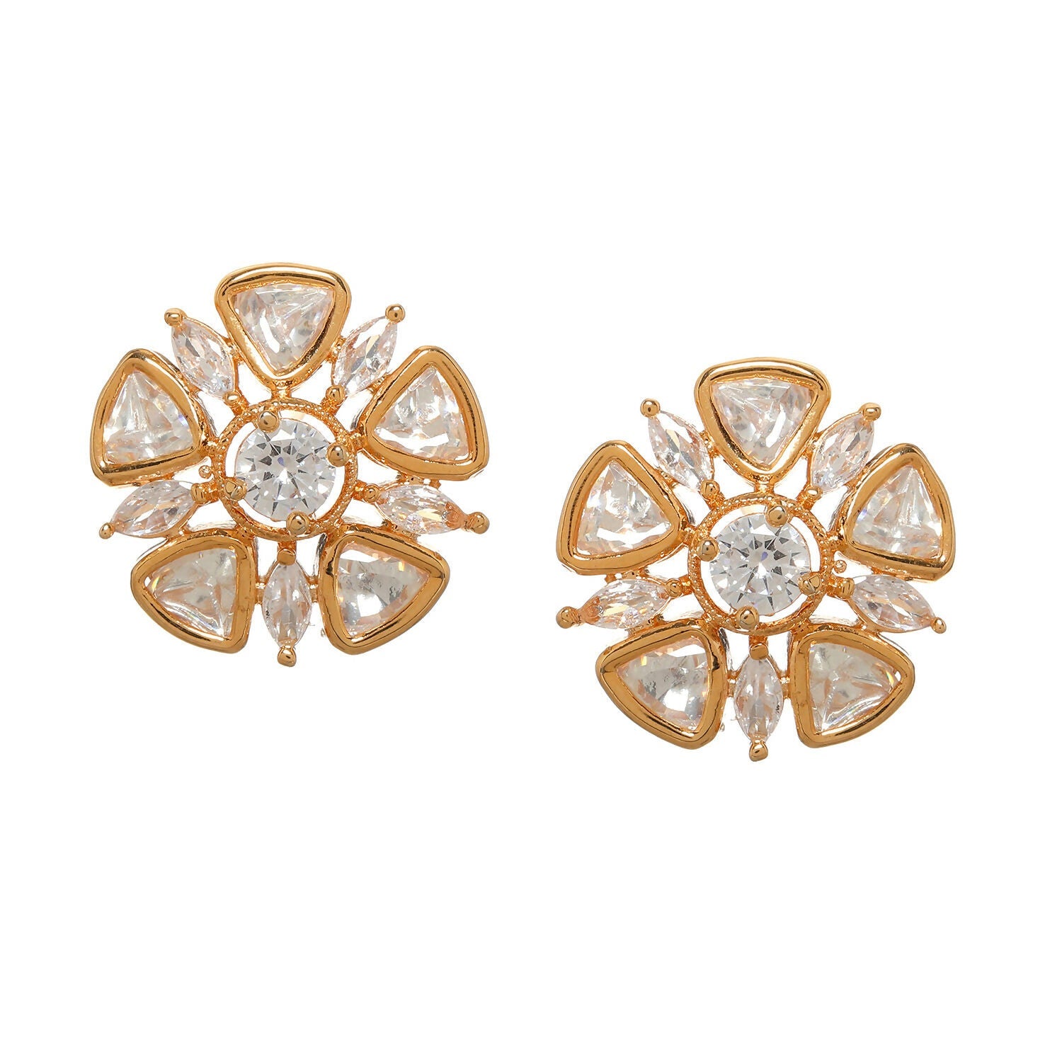 Round Kundan Studs (Gold) - Ruby Raang | Grocsy