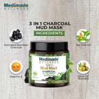Medimade Wellness 3 in 1 Mud Mask Charcoal with Tea Tree Oil | Grocsy