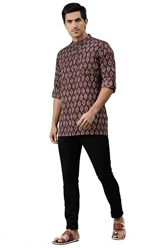 Janasya Men's Brown Cotton Kurta | Grocsy