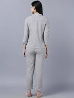 Myshka Stylish Grey 3/4 Sleeve Women's Cords Set | Grocsy