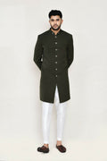 Joban Fashion Green Colored Terry Rayon Fabric Indo Western With Straight Fit Pant | Grocsy