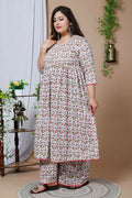 Miravan Women's Plus Size Cotton Floral Print Anarkali Kurta And Sharara Set | Grocsy