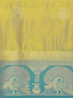 Mimosa Women's Yellow Mysore Silk Crepe Saree With Blouse | Grocsy