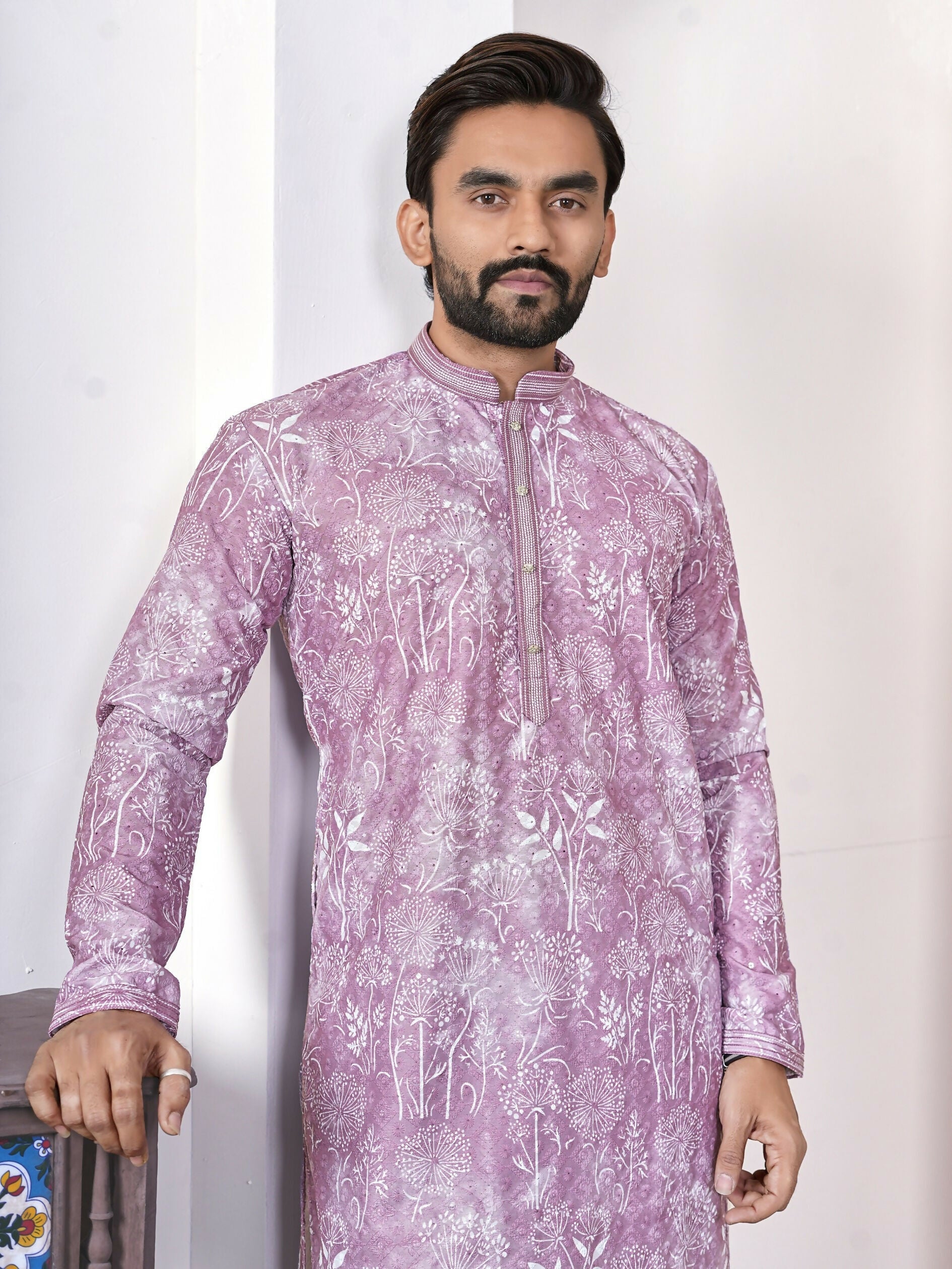 Anaita Purple Digital Printed Work Cotton Straight Kurta | Grocsy