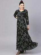 Ahalyaa Black Georgette Anarkali Kurta With Dupatta | Grocsy