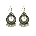 Tiaraa Women's Alloy Ethnic Polki Pearl Earrings (White)