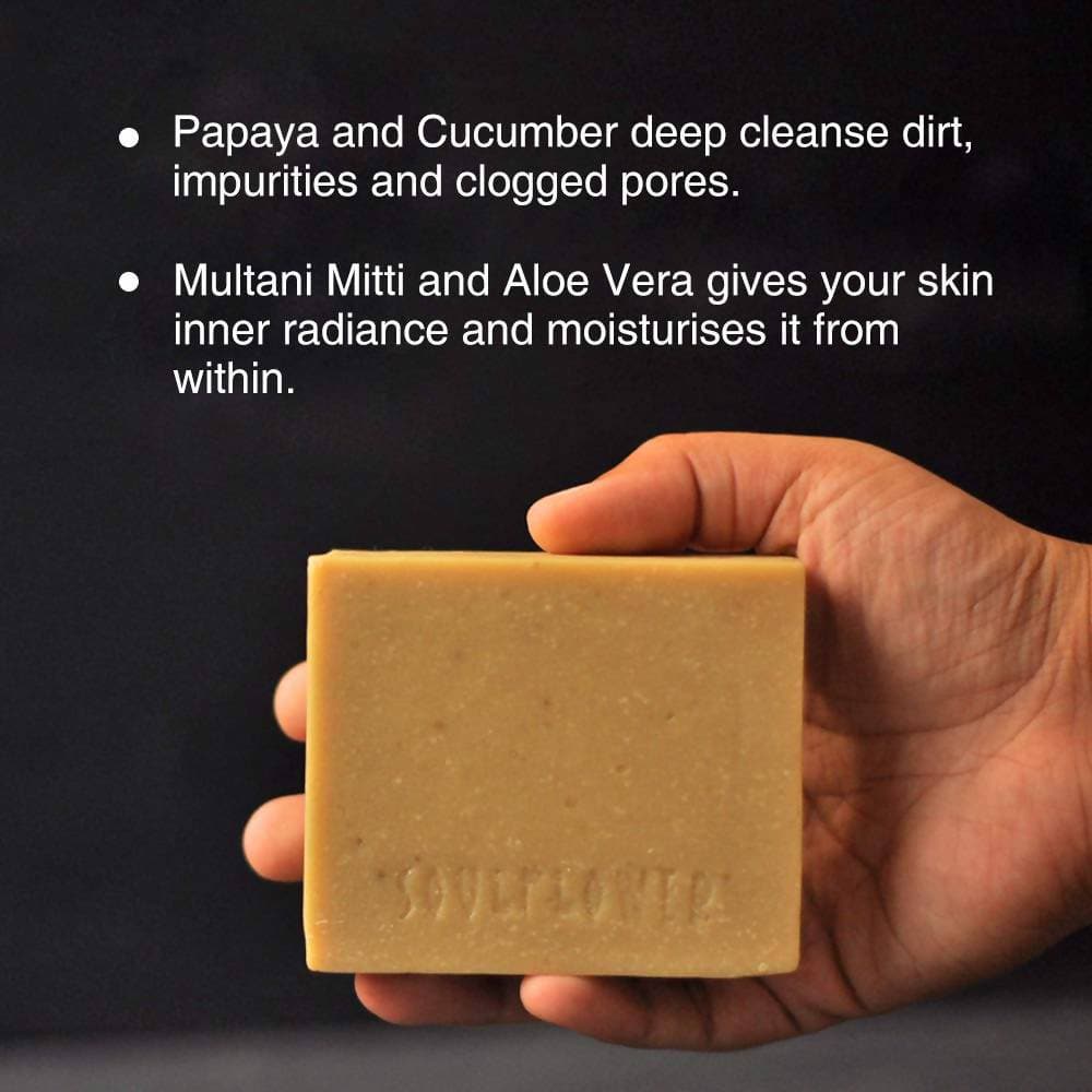 Soulflower Papaya And Cucumber Handmade Soap | Grocsy