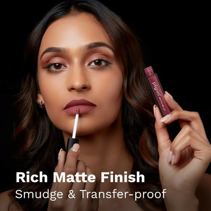 Pilgrim Liquid Matte Lipstick with Hyaluronic Acid - Flirty Rose | Grocsy