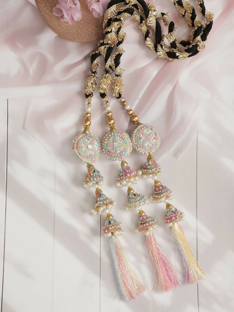 Ruby Raang Colorful Mirror Work Parandi | Grocsy