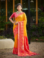 Shree Shyam Fashion Yellow Soft Silk Saree | Grocsy