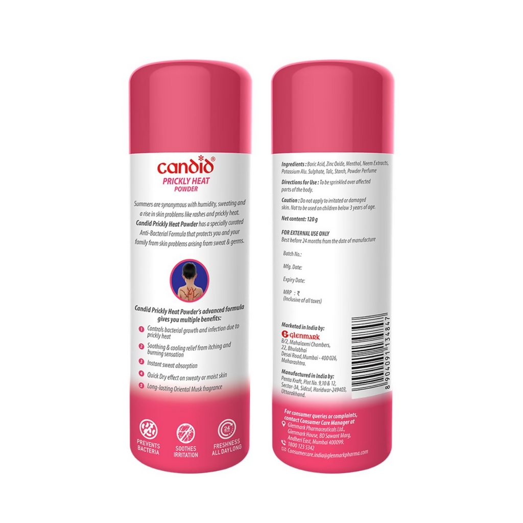 Candid Prickly Heat Powder With Rose | Grocsy
