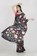 Aayaa Designer Printed Satin Saree - Multi Color | Grocsy