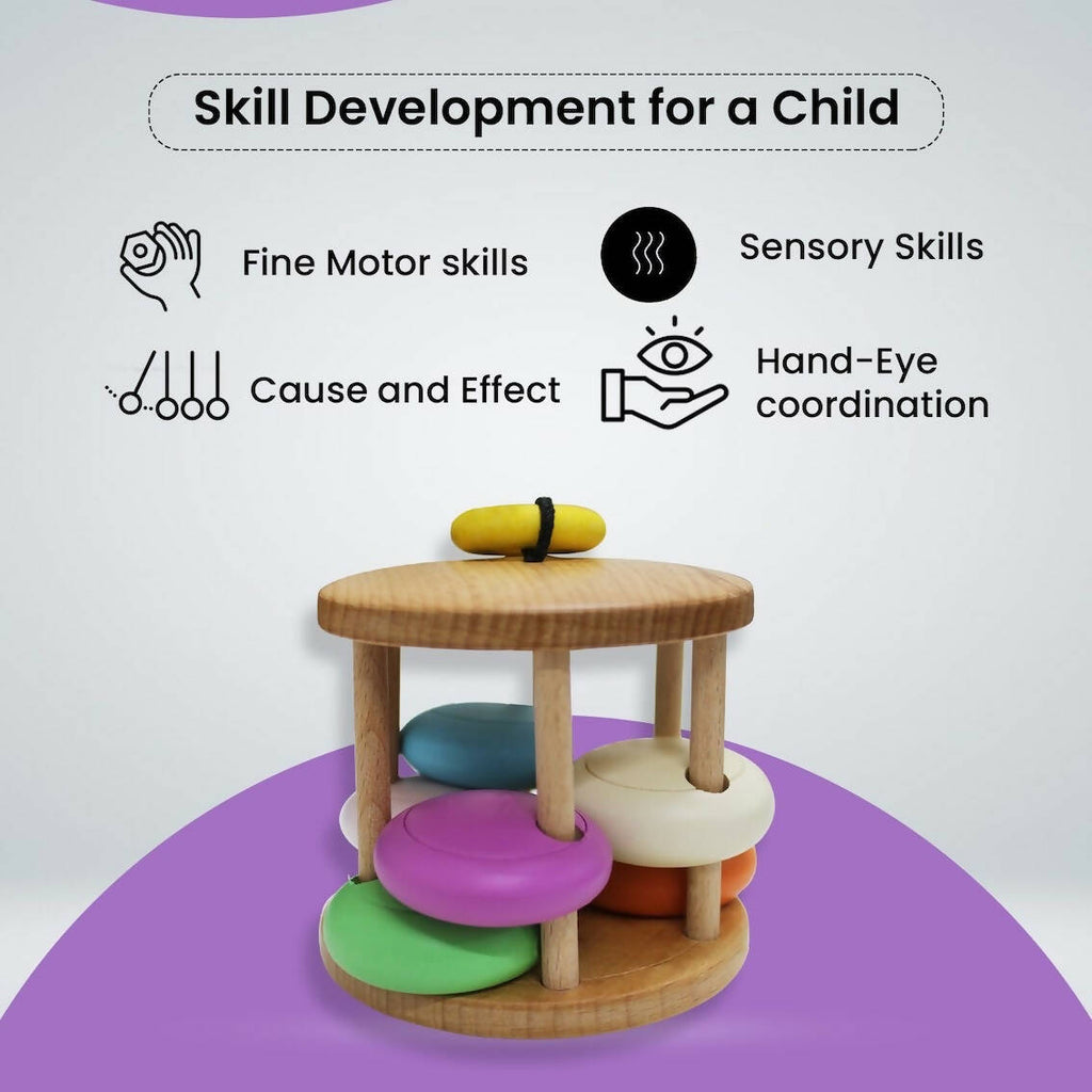 Matoyi Colorful Wooden Bell Rattle For Babies | Grocsy