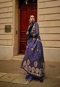 Navy Blue Weavead Thread & Zari Work, Handloom Weaving Banarasi Satin Silk Saree - Rajtex Kronicle Silk | Grocsy