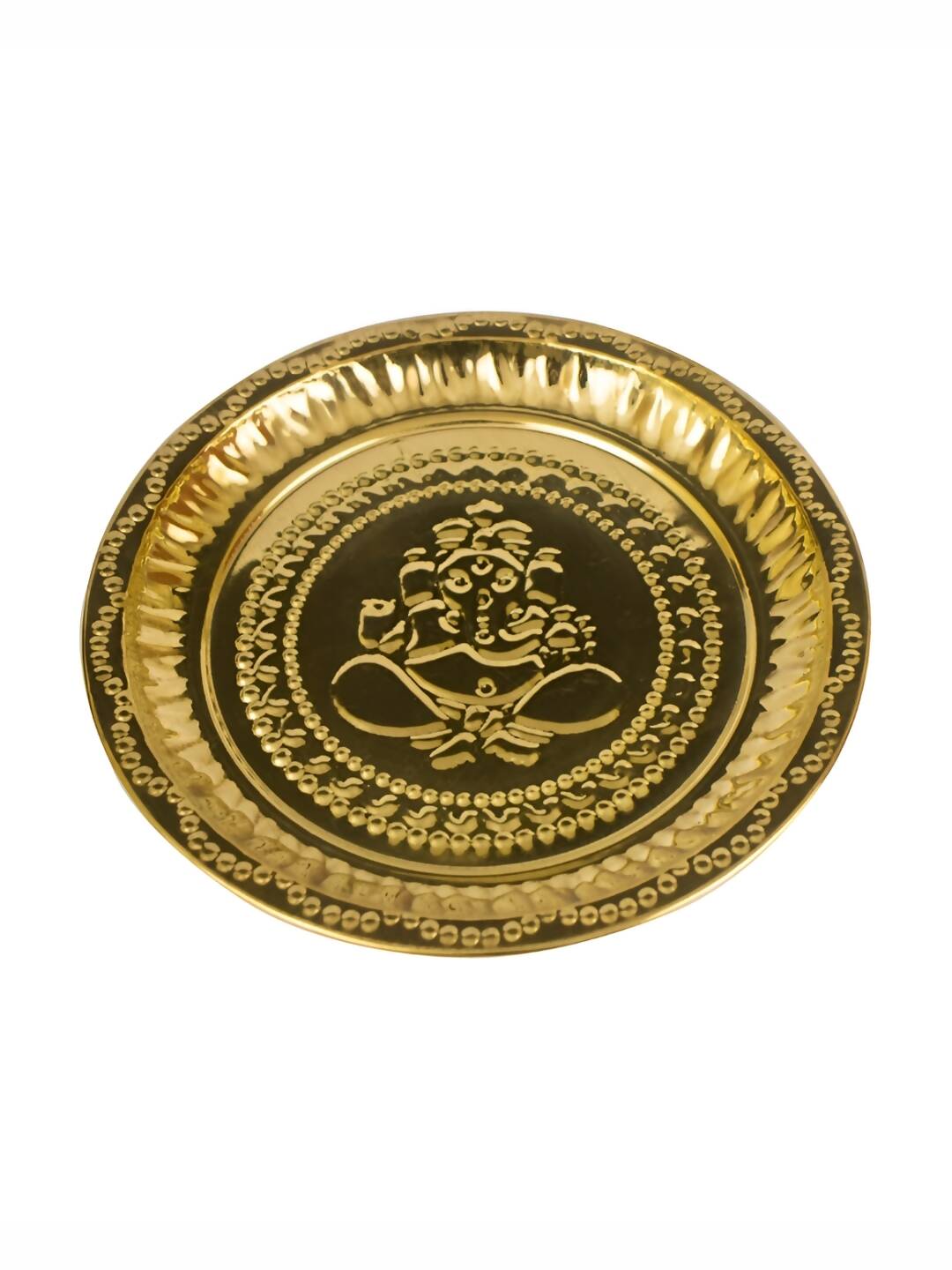 Spillbox Gold-Toned Brass Ganesha Thali Pooja Essential | Grocsy